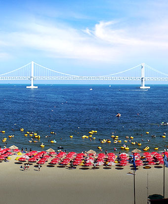광안리 해수욕장 전경 사진