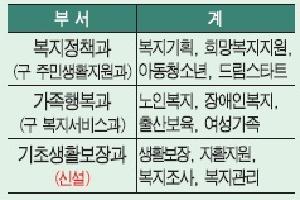 복지강화 행정기구 조직개편