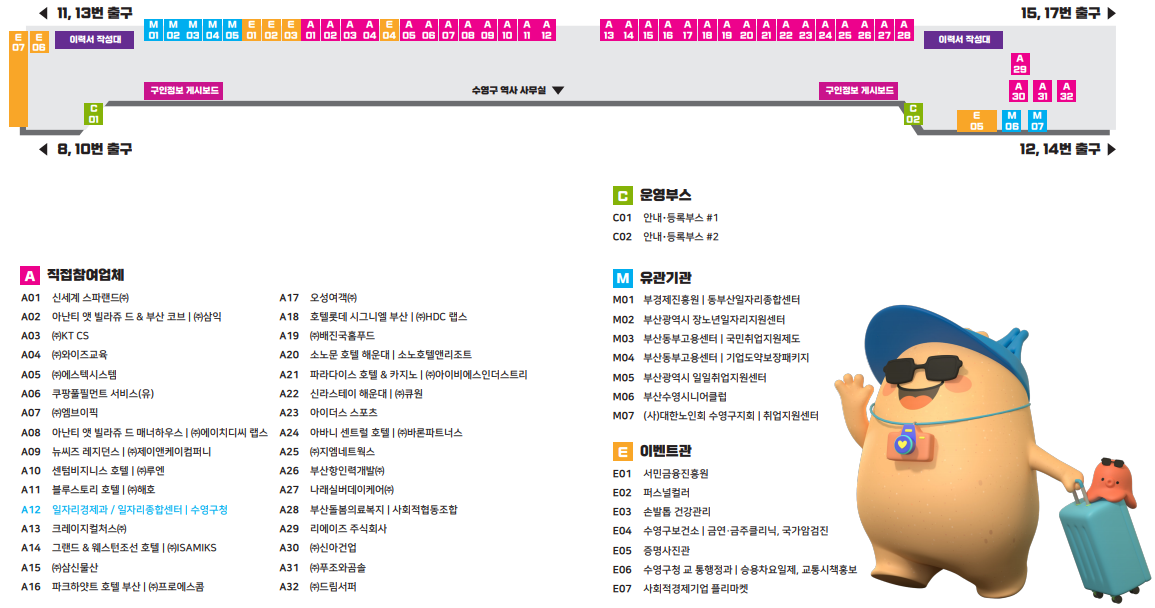 2024 수영구 일자리박람회 직접 . 간접참여 업체 구인정보 리스트 . 부스 배치도 3