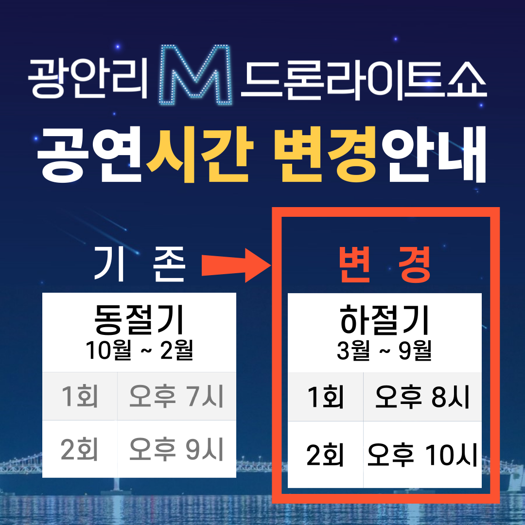 「광안리 M 드론라이트쇼」 3월 공연 프로그램 안내